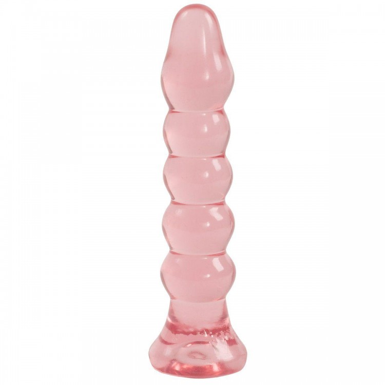 Анальная елочка из розового геля Crystal Jellies Anal Plug Bumps - 15,2 см.