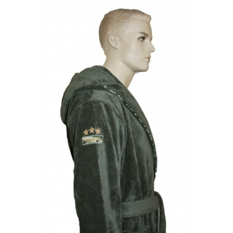 Махровый мужской Халат 2870 хаки Commander, Nusa