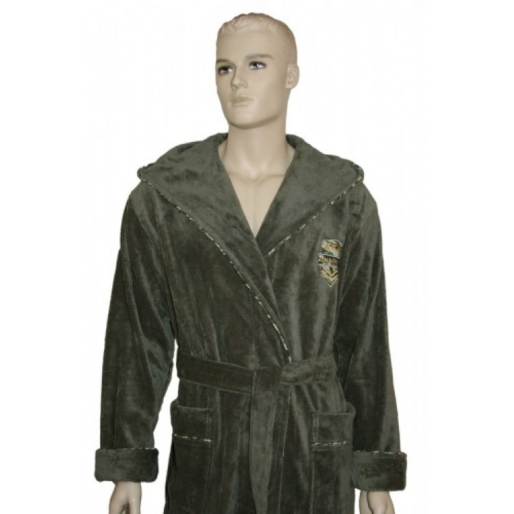 Махровый мужской Халат 2870 хаки Commander, Nusa
