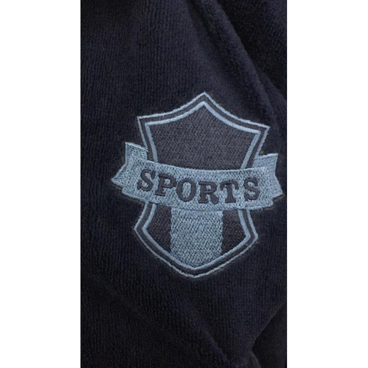 Спортивный махровый мужской халат 1145 синий Sports, Nusa