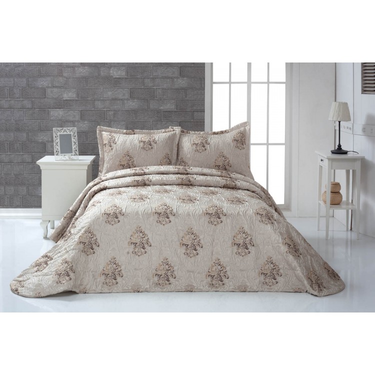 Покрывало жаккард "KARNA" стеганое SELENE 260x260 (50x70+5)*2см