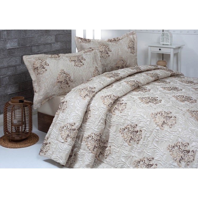 Покрывало жаккард "KARNA" стеганое SELENE 260x260 (50x70+5)*2см