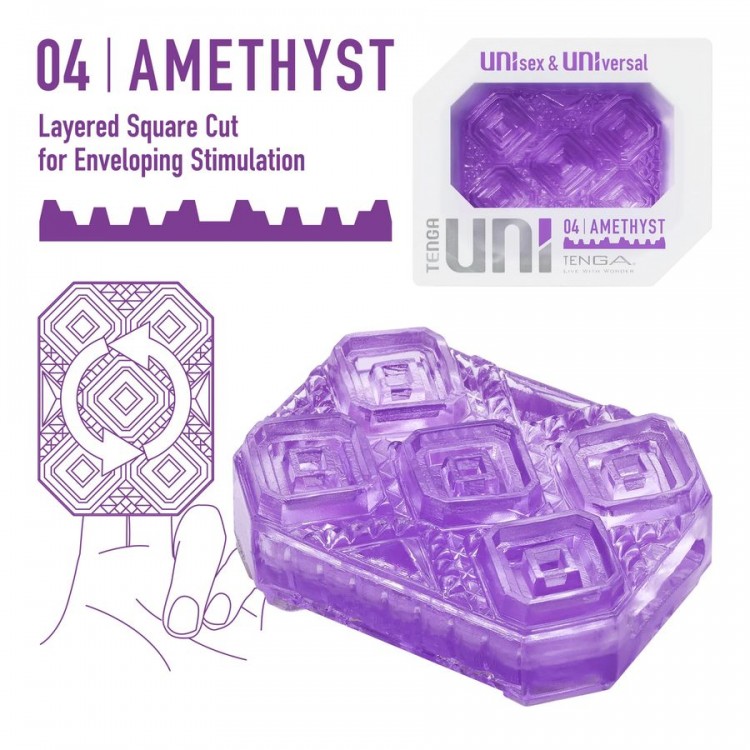 Фиолетовый мастурбатор-стимулятор Tenga Uni Amethyst