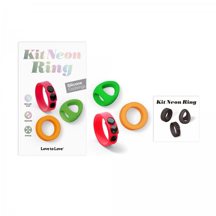 Набор из 3 разноцветных эрекционных колец Kit Neon Ring