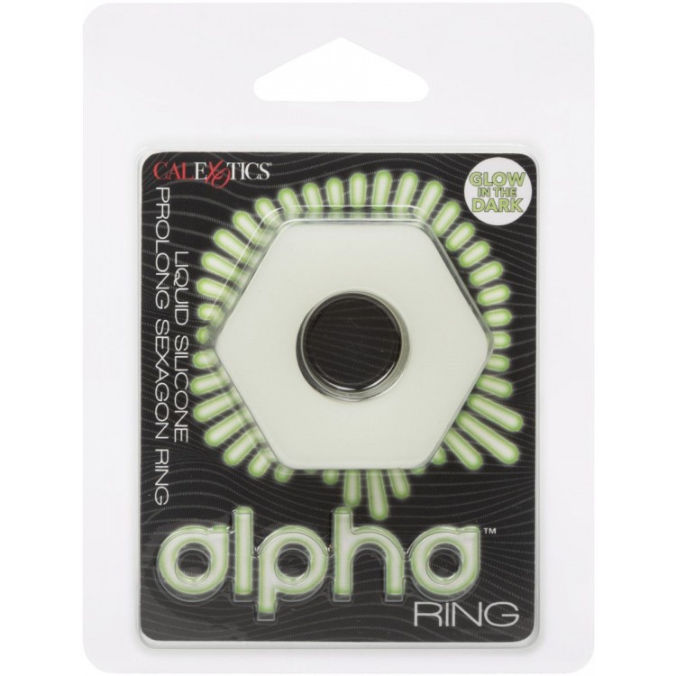 Белое люминесцентное эрекционное кольцо Glow-In-The-Dark Liquid Silicone Prolong Sexagon Ring