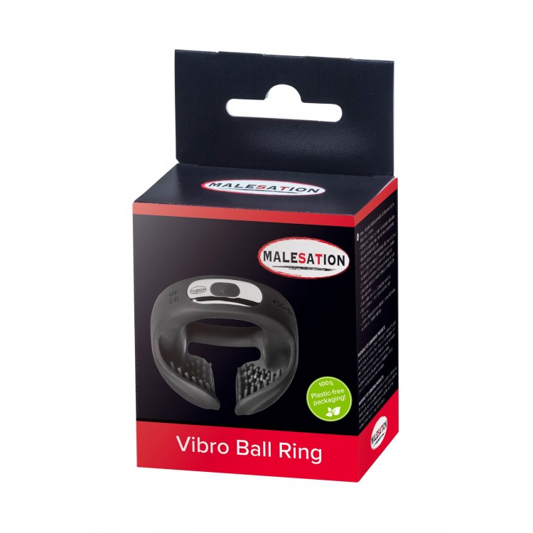 Черное эрекционное виброкольцо для пениса и мошонки Vibro Ball Ring