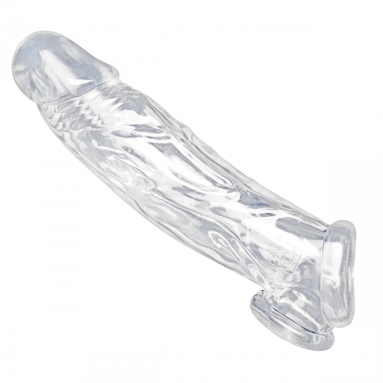 Прозрачная насадка для увеличения члена Realistic Clear Penis Enhancer and Ball Stretcher - 20,3 см.