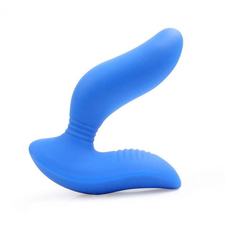 Синий вибромассажер простаты 3,5’’ Remote Control Curve P-spot Massager - 12 см.