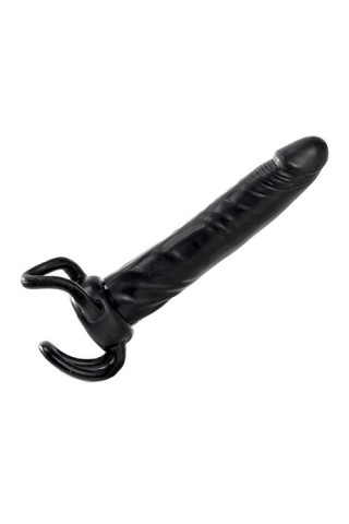 Чёрная насадка-фаллос для двойного проникновения INFLATABLE DILDO SLIM DONG - 13,5 см.