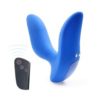 Синий вибромассажер простаты 3,5’’ Remote Control Curve P-spot Massager - 12 см.