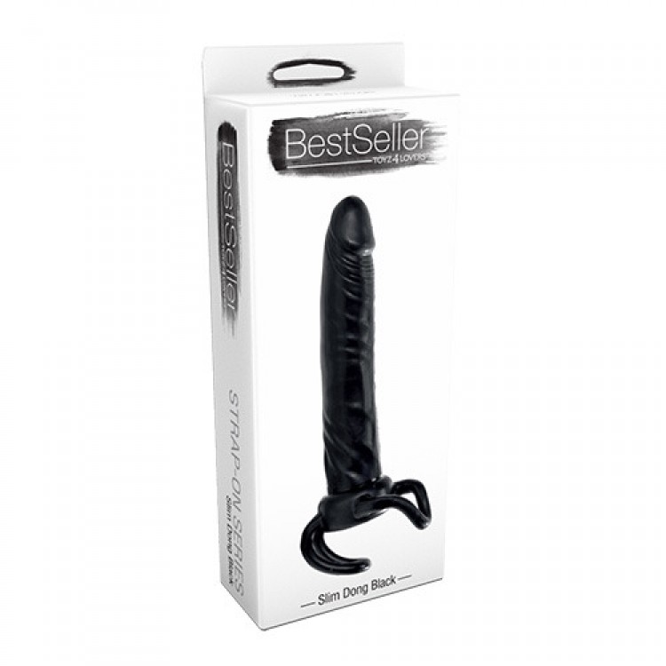 Чёрная насадка-фаллос для двойного проникновения INFLATABLE DILDO SLIM DONG - 13,5 см.