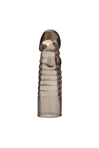 Дымчатая насадка-удлинитель Ribbed Realistic Penis Enhancing Sleeve Extension - 15,2 см.