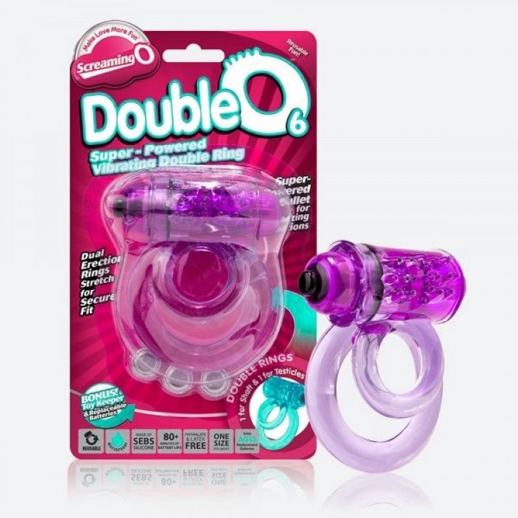 Фиолетовое двойное виброкольцо со стимулятором клитора Doubleo 6 Фиолетовое двойное виброкольцо со стимулятором клитора Doubleo 6