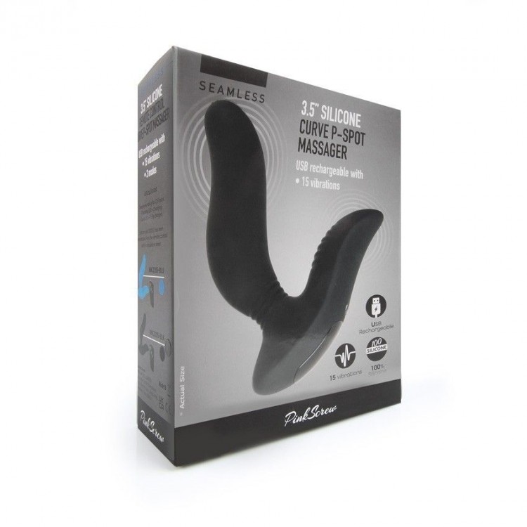 Черный вибромассажер простаты 3,5’’ Curve P-spot Massager - 12 см.