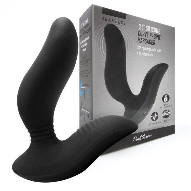 Черный вибромассажер простаты 3,5’’ Curve P-spot Massager - 12 см.