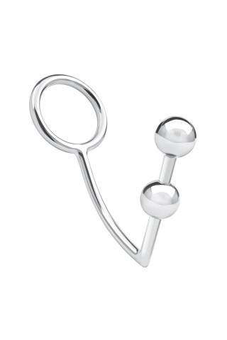 Кольцо на пенис с анальным стимулятором Two Bead Stainless Steel Anal Hook & Cock Ring