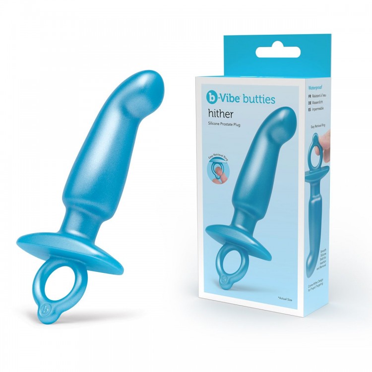 Голубая анальная пробка для массажа простаты Hither Silicone Prostate Plug - 14,3 см.