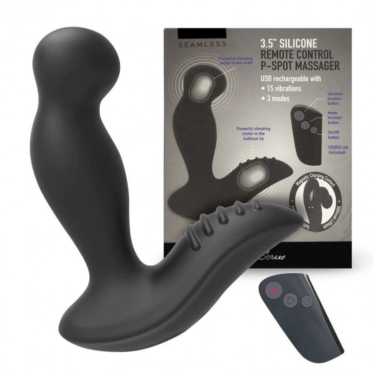 Черный вибромассажер простаты 3,5’’ Remote Control P-spot Massager - 12,5 см.