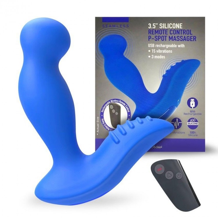 Синий вибромассажер простаты 3,5’’ Remote Control P-spot Massager - 12,5 см.