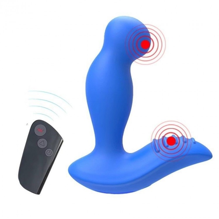 Синий вибромассажер простаты 3,5’’ Remote Control P-spot Massager - 12,5 см.