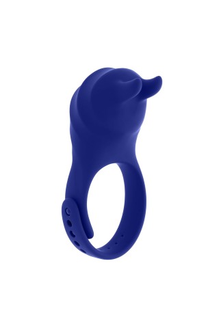 Синее эрекционное виброкольцо с клиторальной подушечкой и пультом ДУ Adjustable Fun Ring