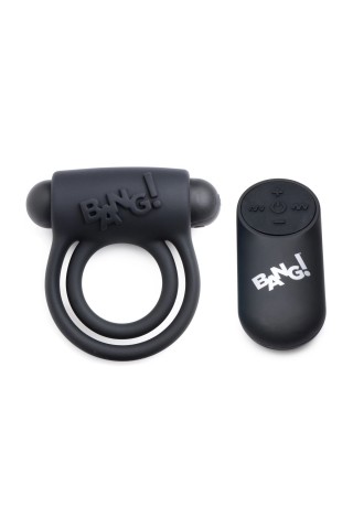 Черное эрекционное виброкольцо 28X Remote Control Vibrating Cock Ring & Bullet