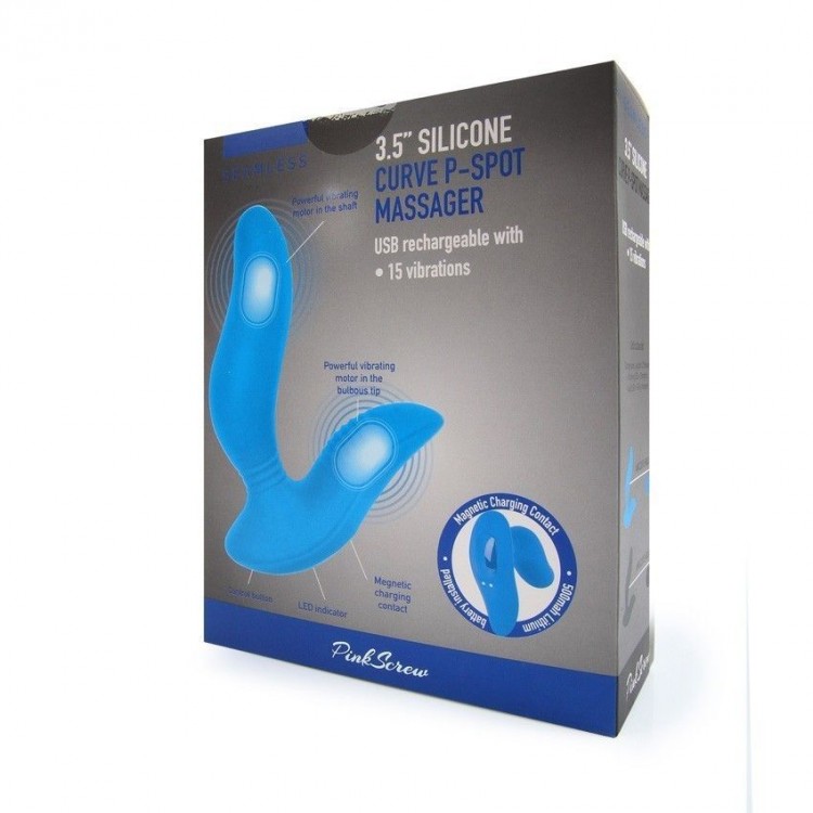 Синий вибромассажер простаты 3,5’’ Curve P-spot Massager - 12 см.