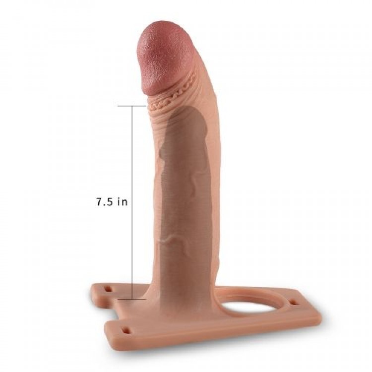 Телесный полый страпон на черных ремешках Ingen Hollow G 8’’ - 20 см.