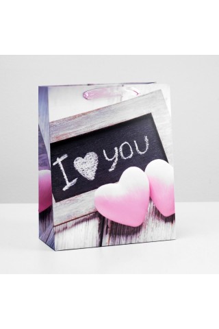 Подарочный пакет "I love you" - 32 х 26 см.