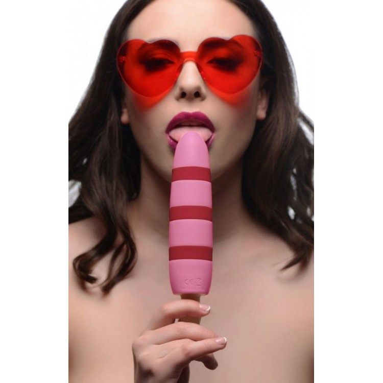 Розовый вибростимулятор-эскимо 10X Popsicle Vibrator - 21,6 см.