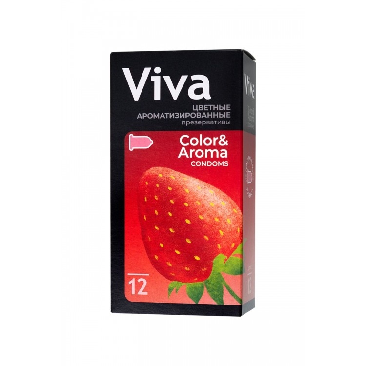 Цветные презервативы VIVA Color&Aroma с ароматом клубники - 12 шт. Цветные презервативы VIVA Color&Aroma с ароматом клубники - 12 шт.