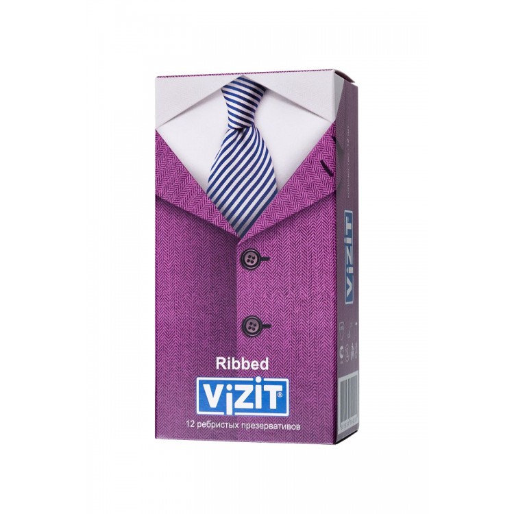 Ребристые презервативы VIZIT Ribbed - 12 шт.