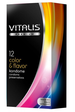 Цветные ароматизированные презервативы VITALIS PREMIUM color & flavor - 12 шт.