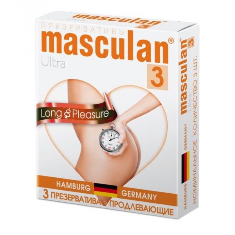 Презервативы Masculan Ultra 3 Long Pleasure с продлевающим эффектом - 3 шт.