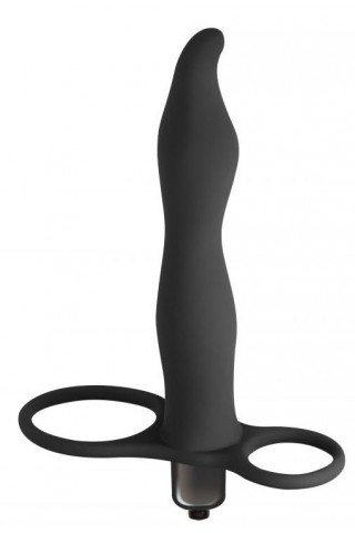 Черная вибронасадка для двойного проникновения Flirtini - 15,9 см.
