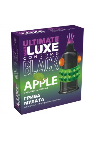 Черный стимулирующий презерватив "Грива мулата" с ароматом яблока - 1 шт.