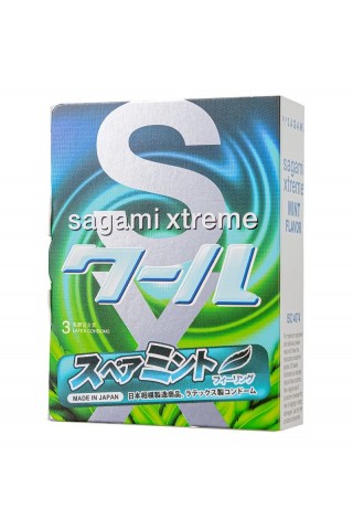 Презервативы Sagami Xtreme Mint с ароматом мяты - 3 шт.