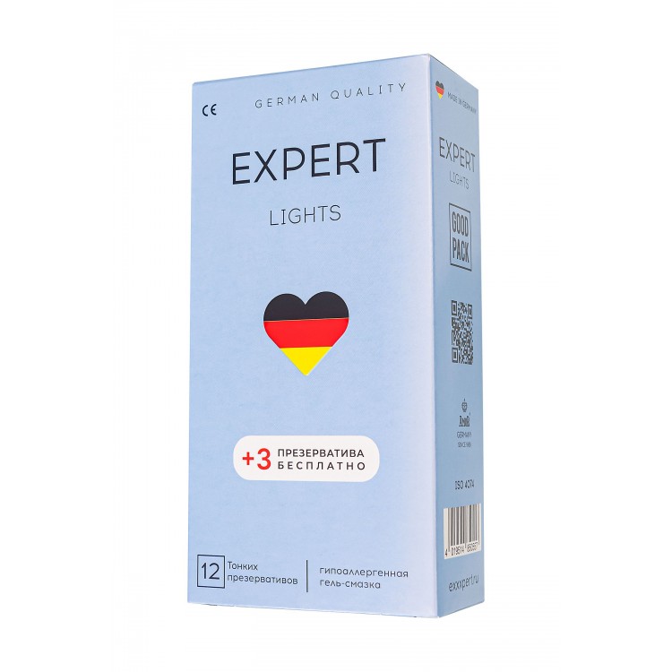 Ультратонкие презервативы EXPERT Lights - 12 шт.(+3 в подарок)