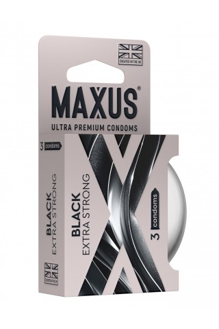 Черные утолщенные презервативы MAXUS Extra Strong с железным кейсом - 3 шт.