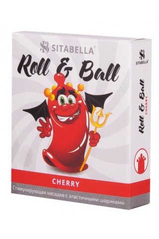 Стимулирующий презерватив-насадка Roll & Ball Cherry