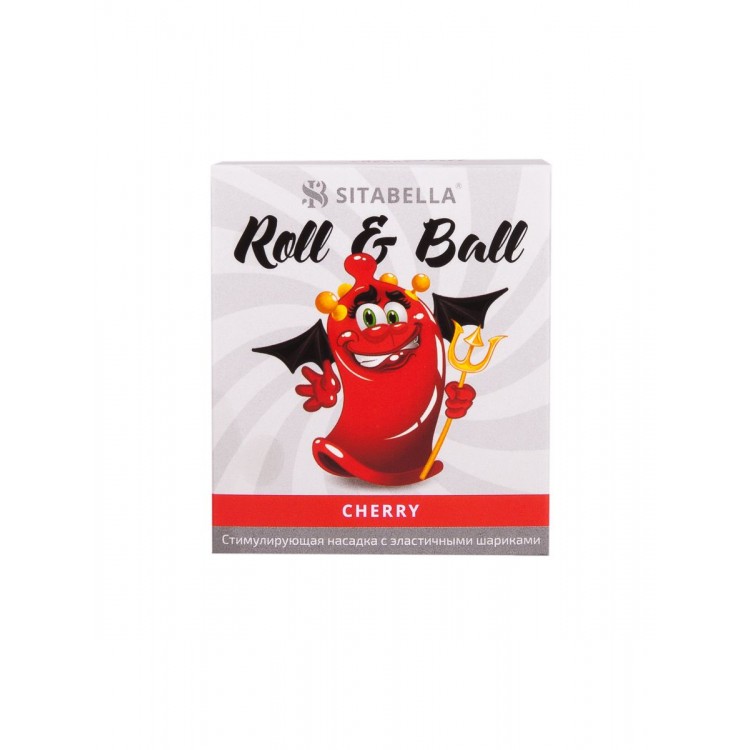 Стимулирующий презерватив-насадка Roll & Ball Cherry