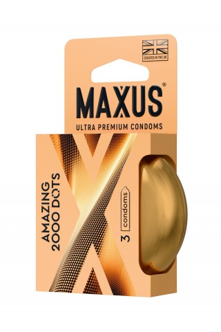 Точечные презервативы MAXUS 2000 Amazing Dots с железным кейсом - 3 шт.
