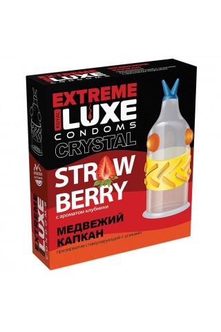 Стимулирующий презерватив "Медвежий капкан" с ароматом клубники - 1 шт.