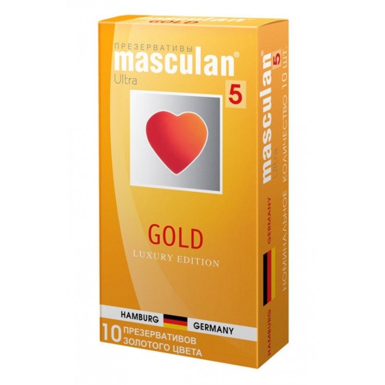 Презервативы Masculan Ultra 5 Gold с ароматом ванили - 10 шт.