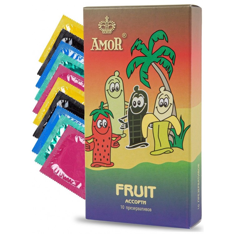 Ароматизированные презервативы AMOR Fruit "Яркая линия" - 10 шт.