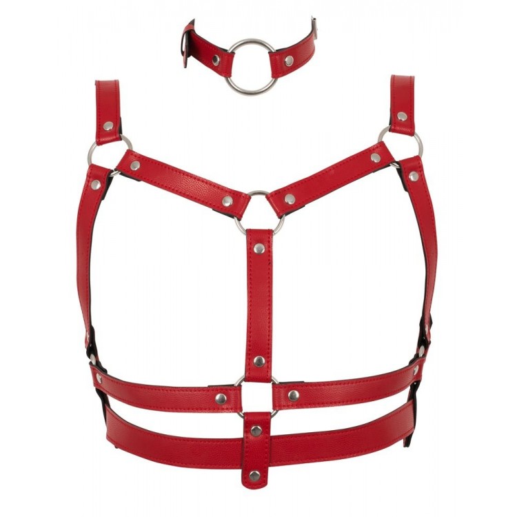 Красный комплект БДСМ-аксессуаров Harness Set