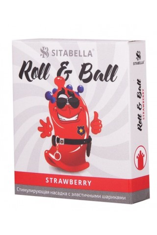 Стимулирующий презерватив-насадка Roll & Ball Strawberry