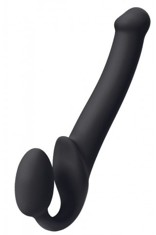 Черный безремневой страпон Silicone Bendable Strap-On M