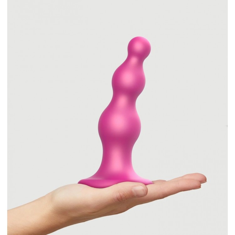 Розовый стимулятор-ёлочка Dildo Plug Beads Framboise Size M - 15 см.