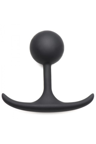 Черная анальная пробка с утяжелением Premium Silicone 3.3 Weighted Round Plug - 8,4 см.